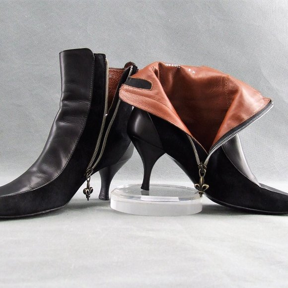 Couture Donald J Pliner Black Leather Ankle Boots 8 M Made in Italy - Picture 1 of 10